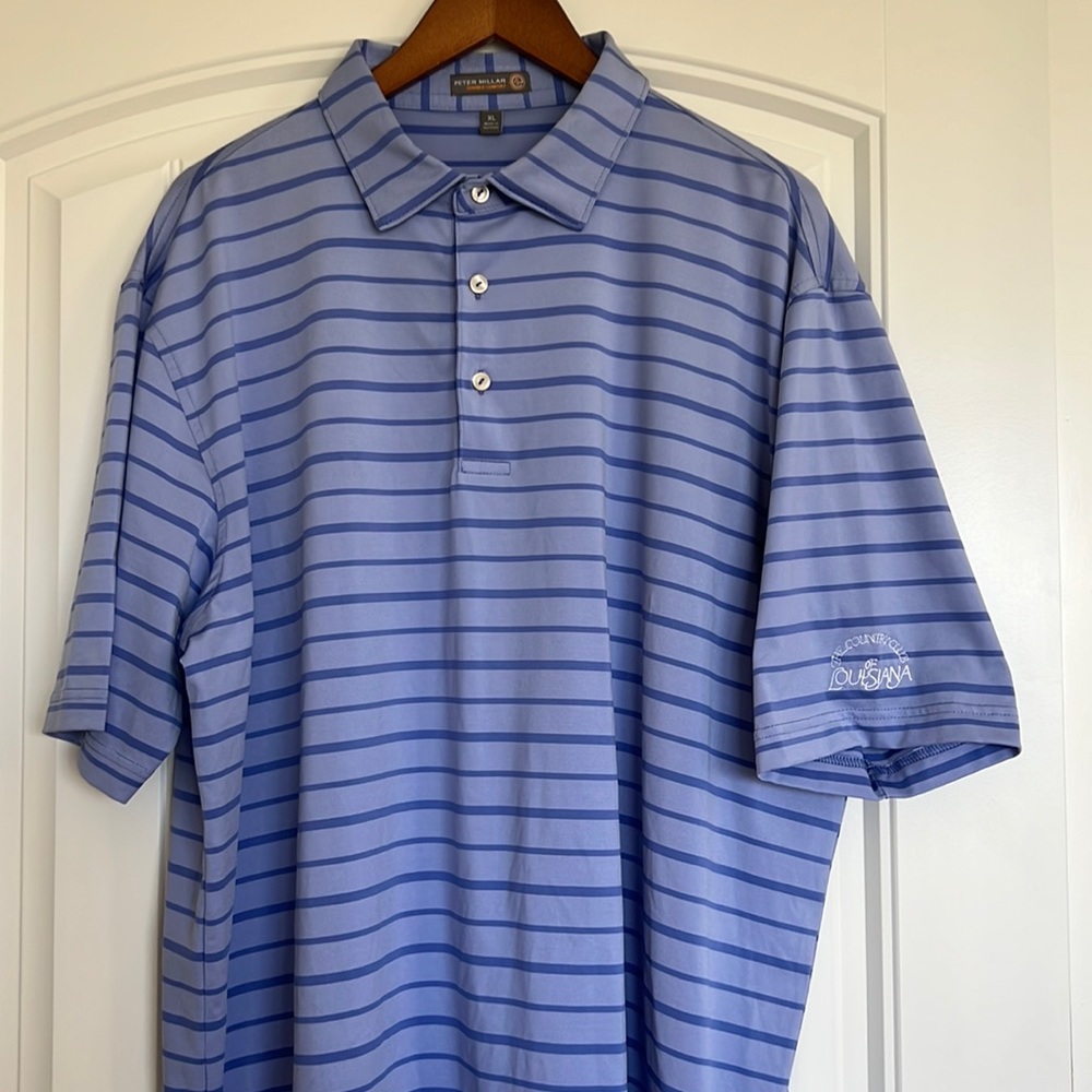 Peter Millar purple stripe Golf shirt XL